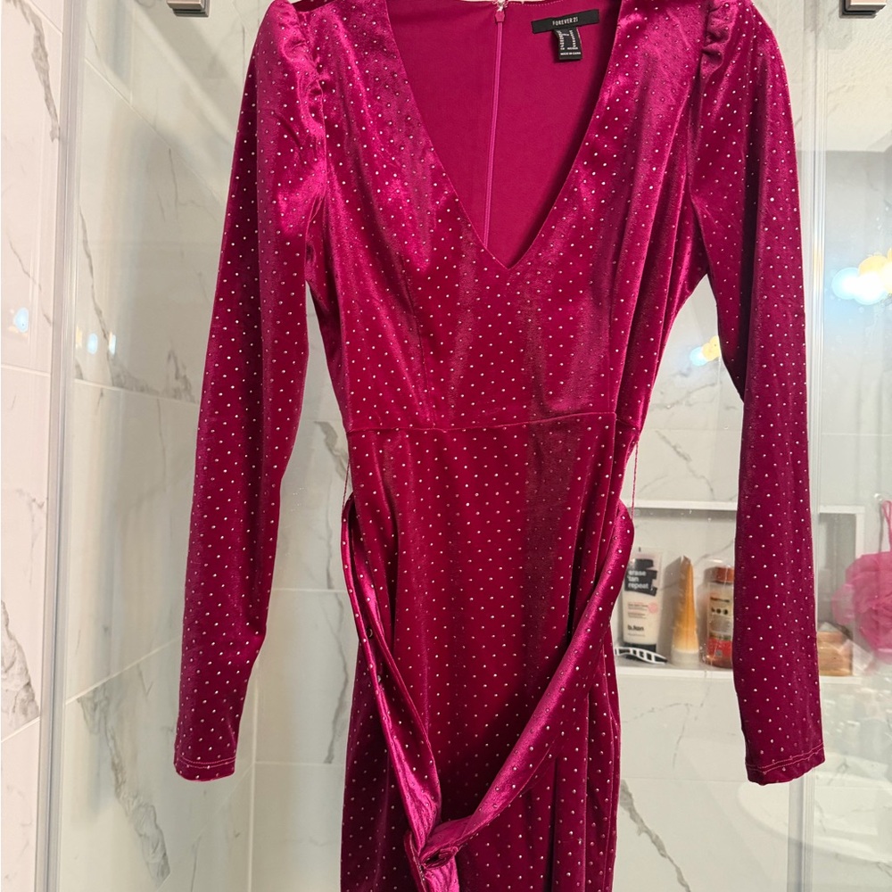 Pink Long Sleeve Dress with Polka Dots
